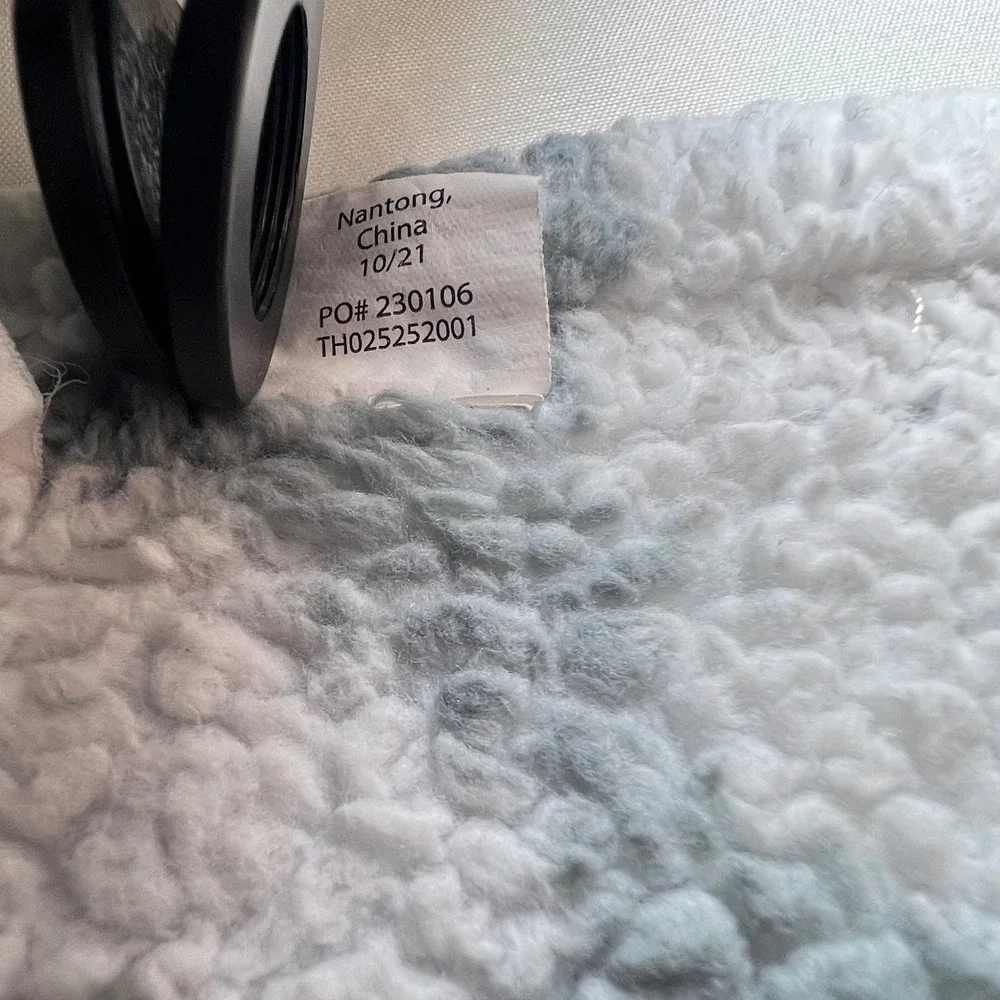 THRO Shark Baby Blanket 28x40 Loft Fleece Nursery Decor Gray White Monochrome